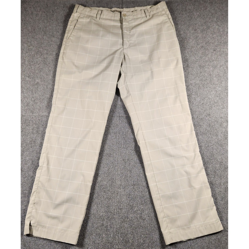 Nike Golf Pants Mens 36x32 Tour Performance Khaki Windowpane Dri-FIT EXCELLENT